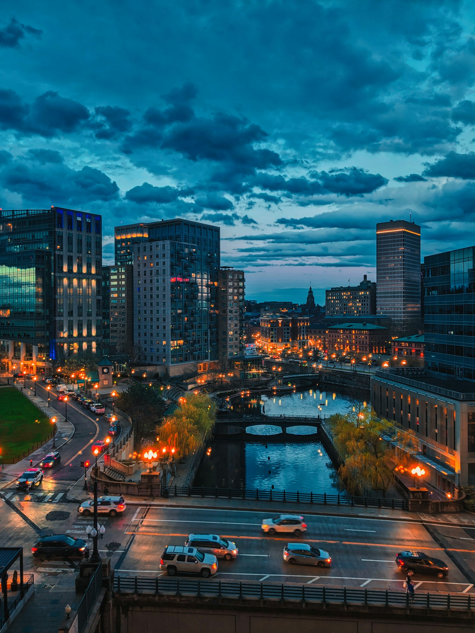 Providence, Rhode Island at dusk